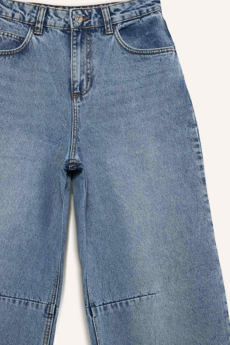 Baggy Fit Yüksek Bel Düz Paça Uzun Jean Pantolon