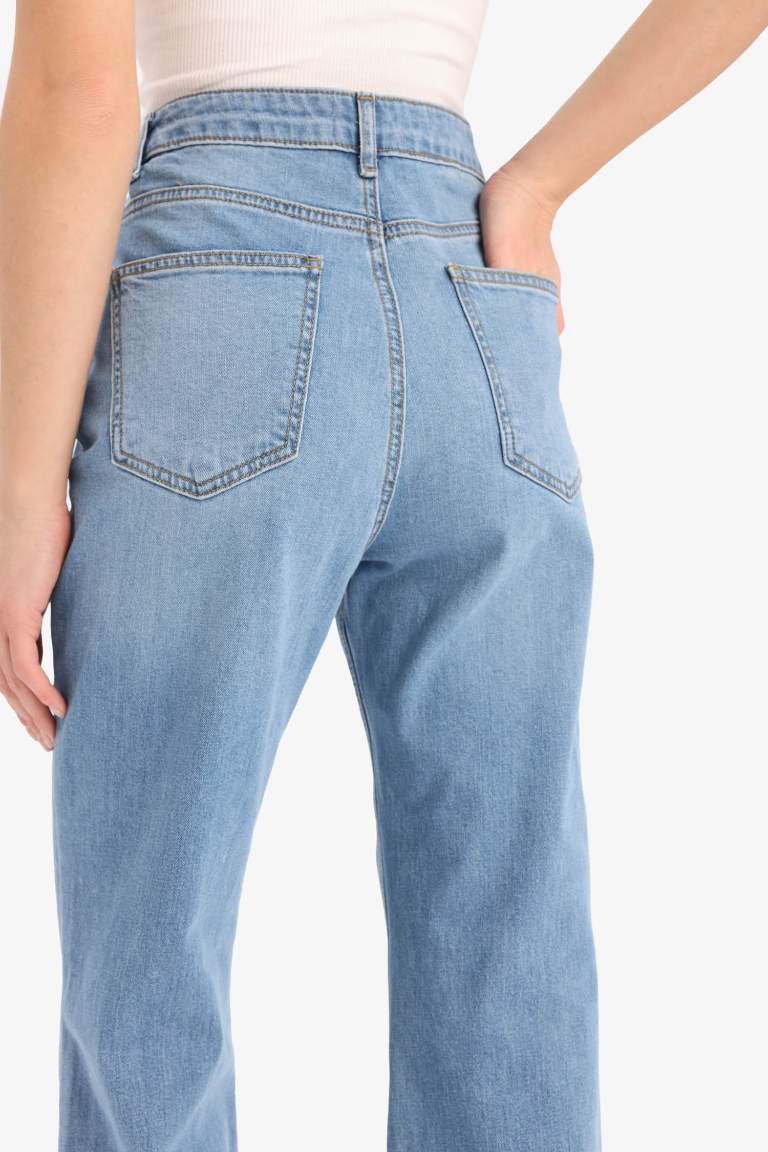 Slim Flare Yüksek Bel Düz Paça Uzun Jean Pantolon