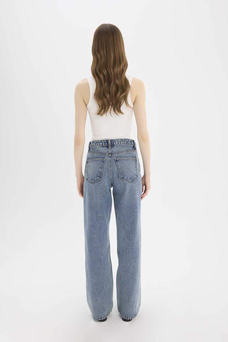 Straight Fit High Waist Wide Leg Long Jeans