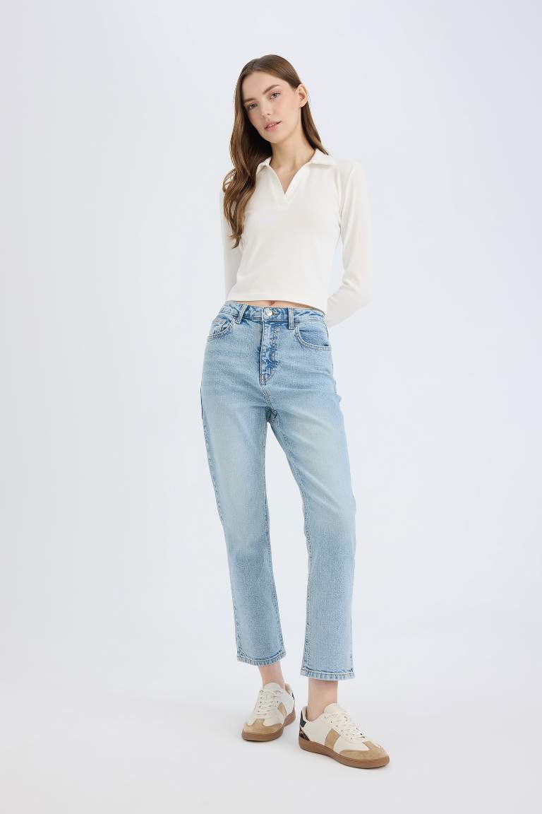 Mary Vintage Straight Fit High Waist Washed Jeans