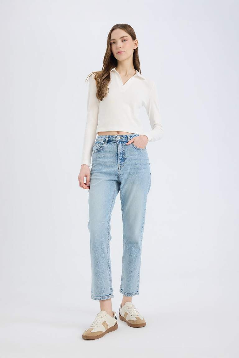 Mary Vintage Straight Fit High Waist Washed Jeans