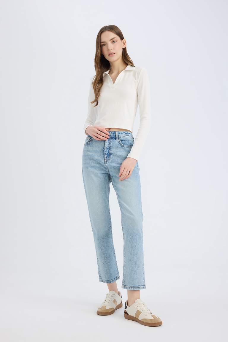 Mary Vintage Straight Fit High Waist Washed Jeans