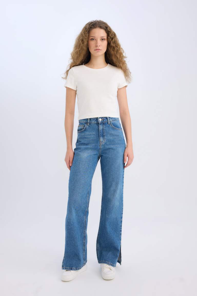 Pantalon Jean large taille haute à jambes droites Style des années 90