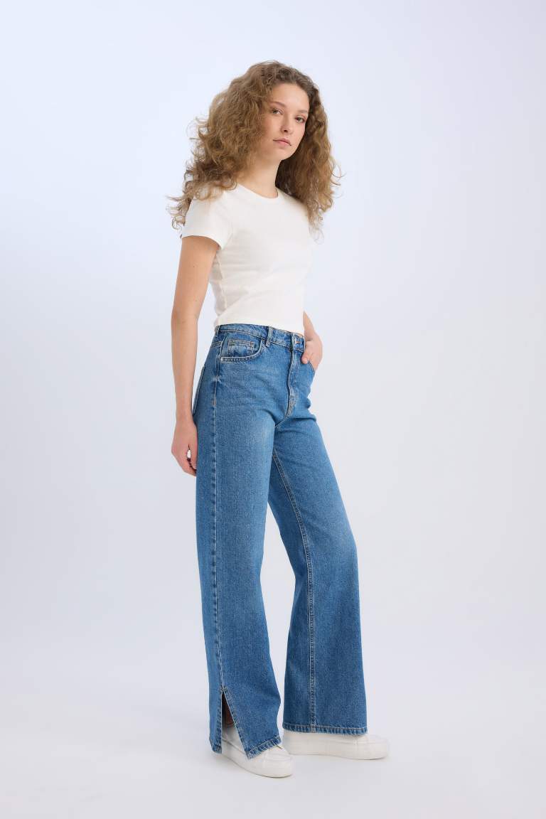 Pantalon Jean large taille haute à jambes droites Style des années 90