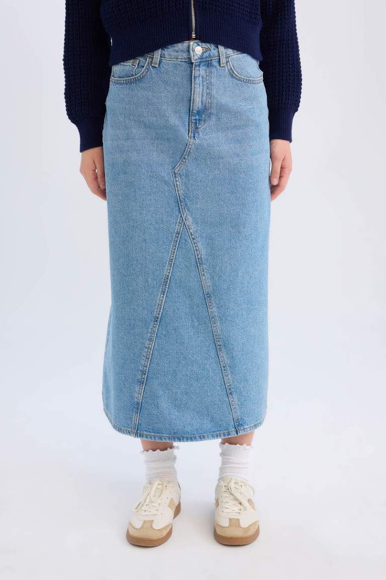 Long Fit Jean Skirt