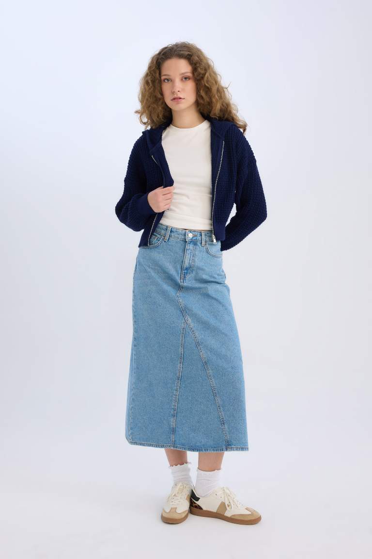 Long Fit Jean Skirt