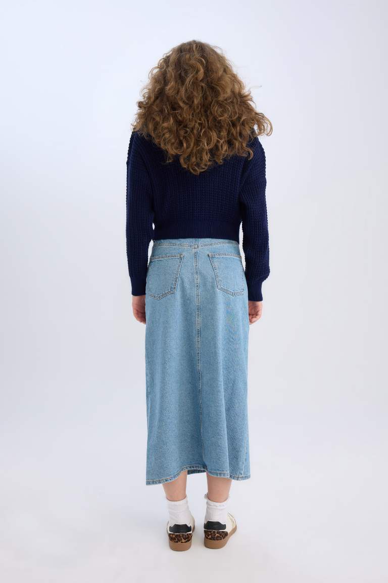 Long Fit Jean Skirt