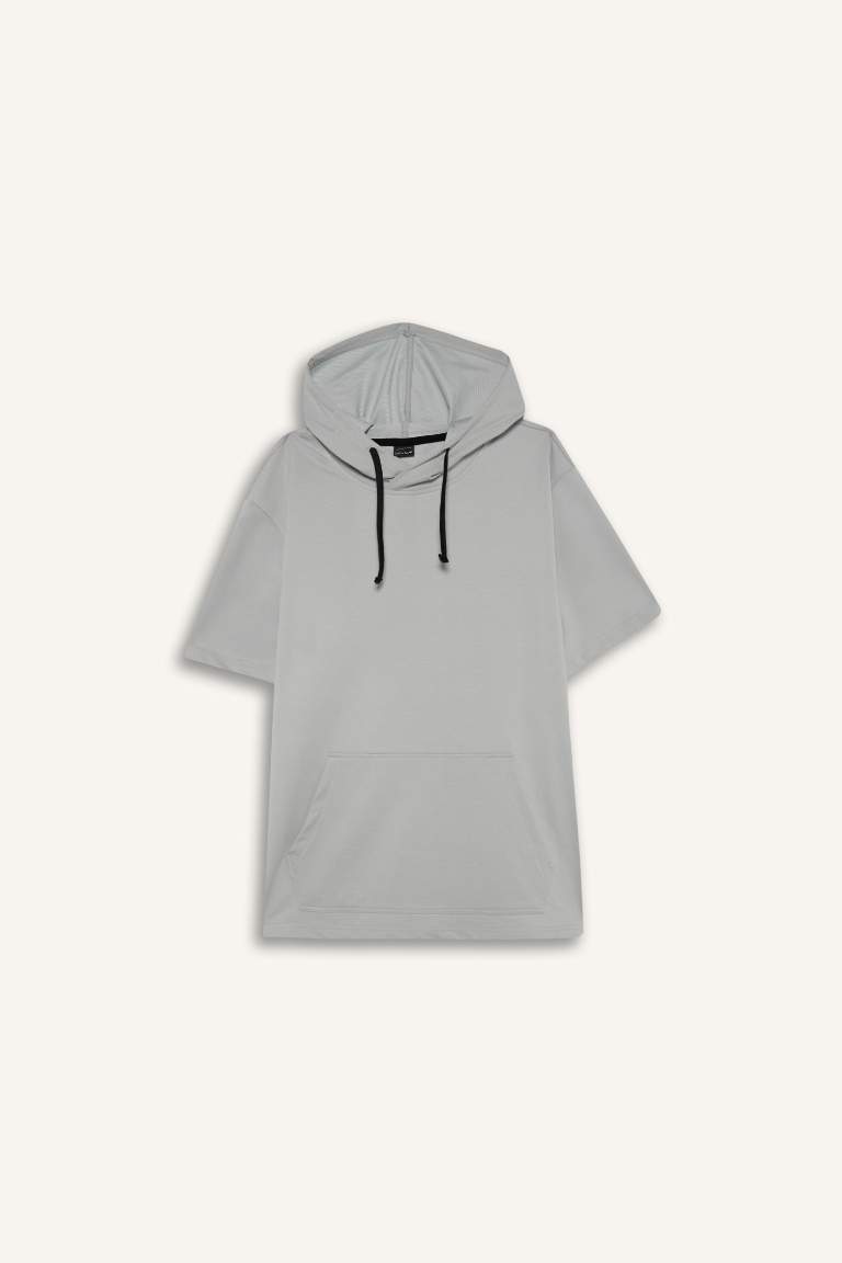 DeFactoFit Standard Fit Hooded Printed Sports T-Shirt