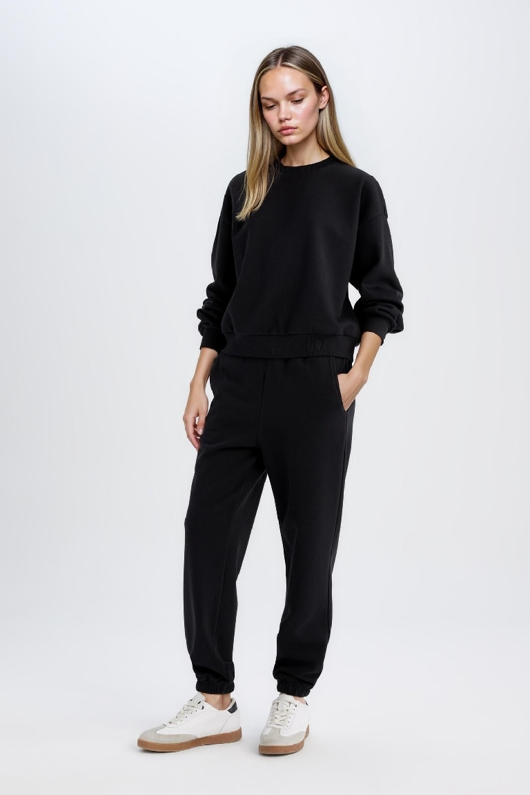 Regular Fit Normal Kalıp Basic Düz İçi Kalın Polarlı Eşofman Takımı