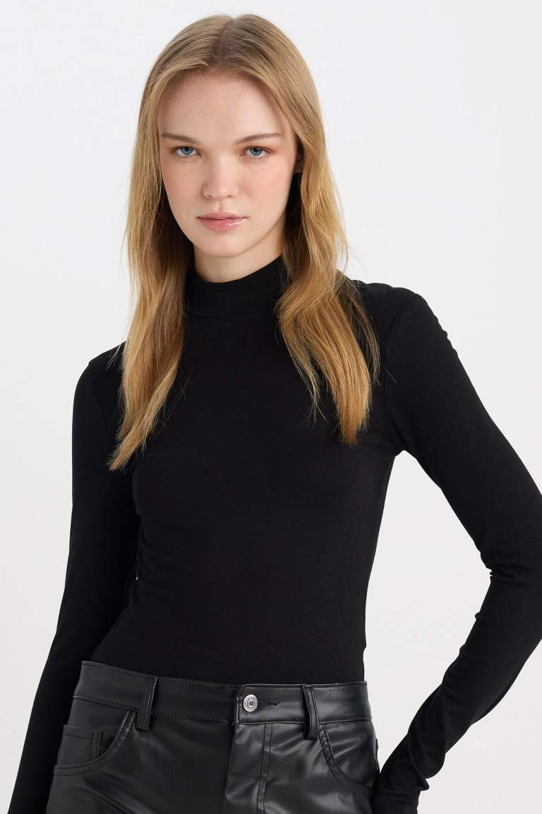Half Turtleneck Basic Long Sleeve Bodysuit