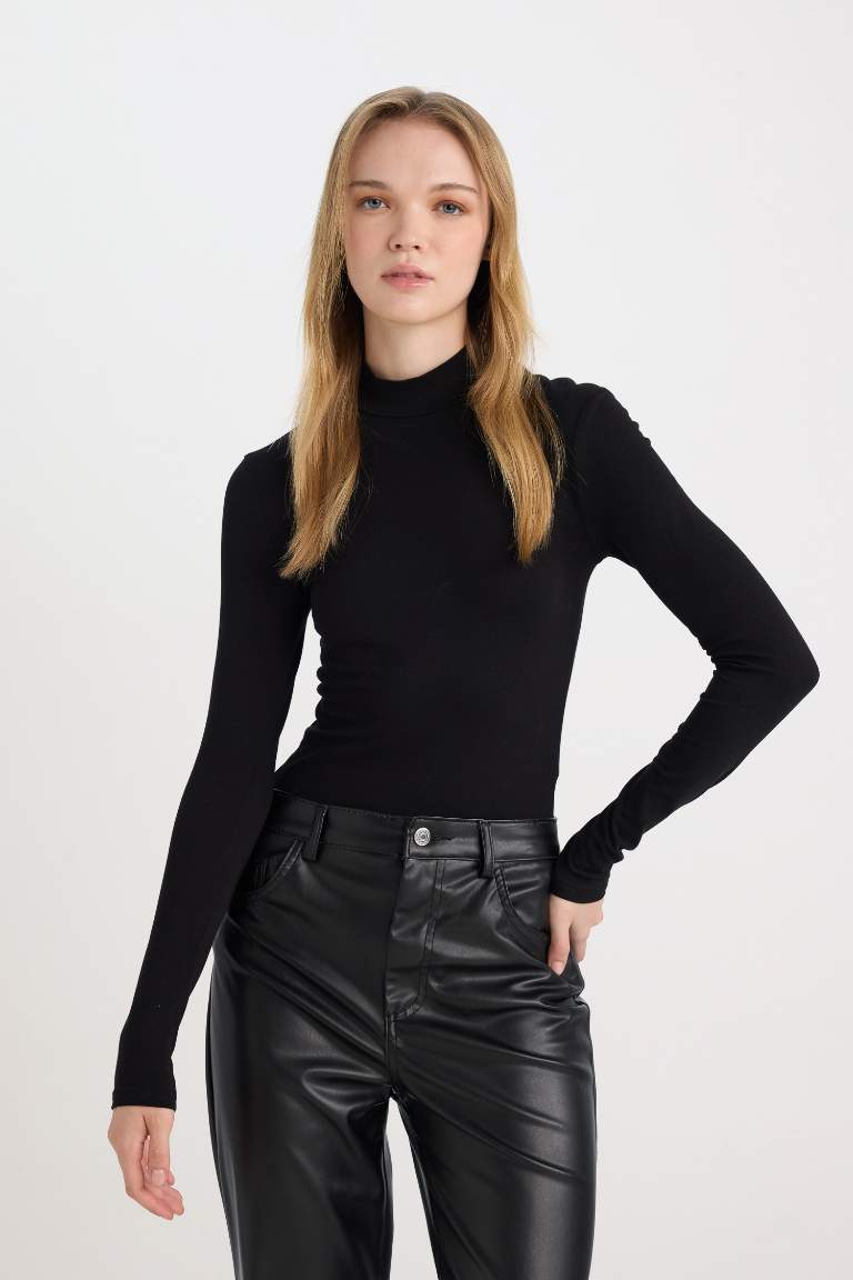 Half Turtleneck Basic Long Sleeve Bodysuit