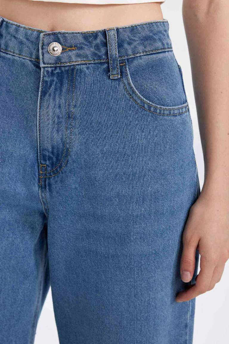 Pantalon Jean Taille haute à Jambes larges