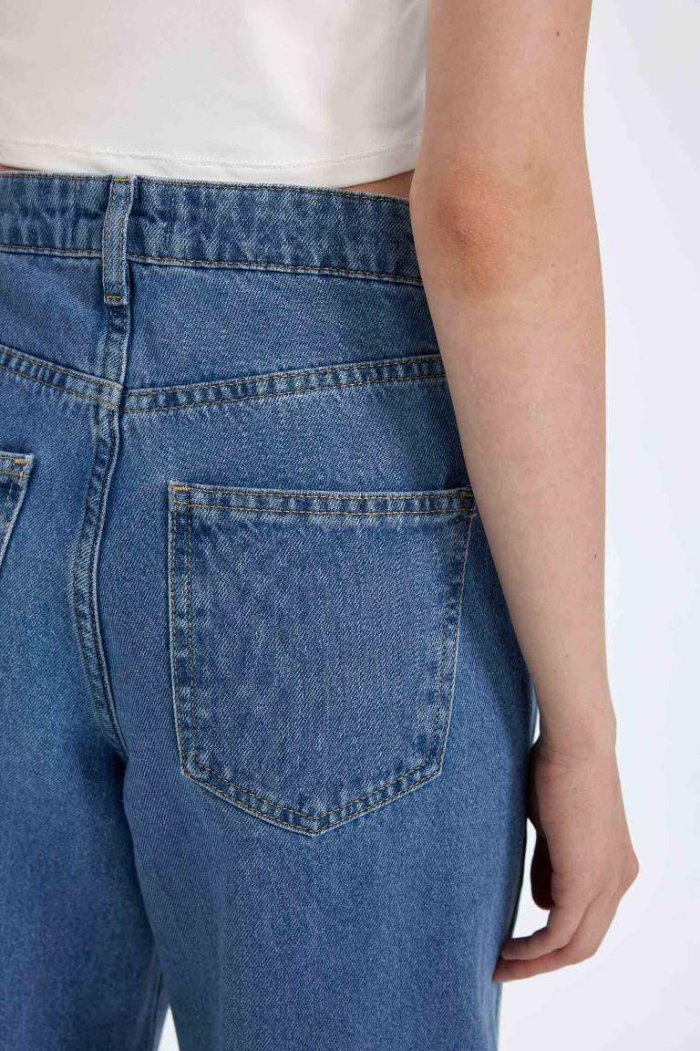 Pantalon Jean Taille haute à Jambes larges