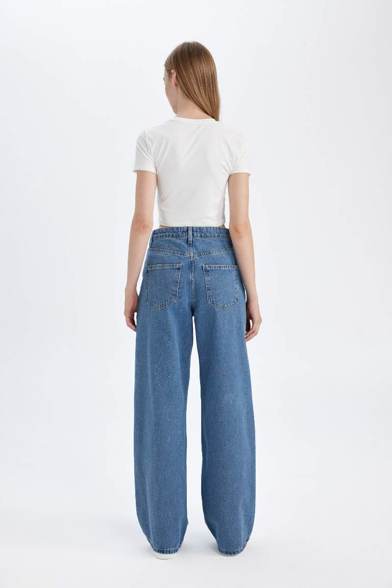 Pantalon Jean Taille haute à Jambes larges