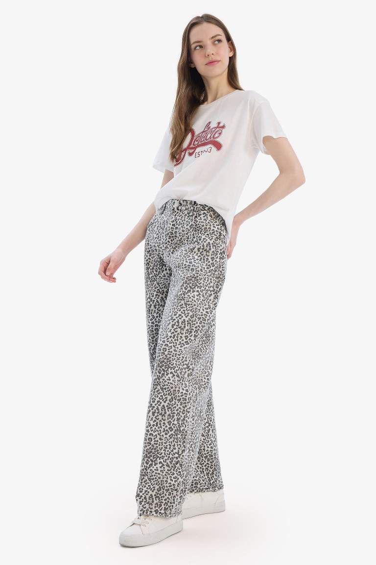 Брюки Baggy Fit из габардина с высокой талией стандартной длины