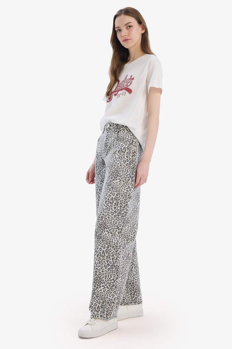 Брюки Baggy Fit из габардина с высокой талией стандартной длины