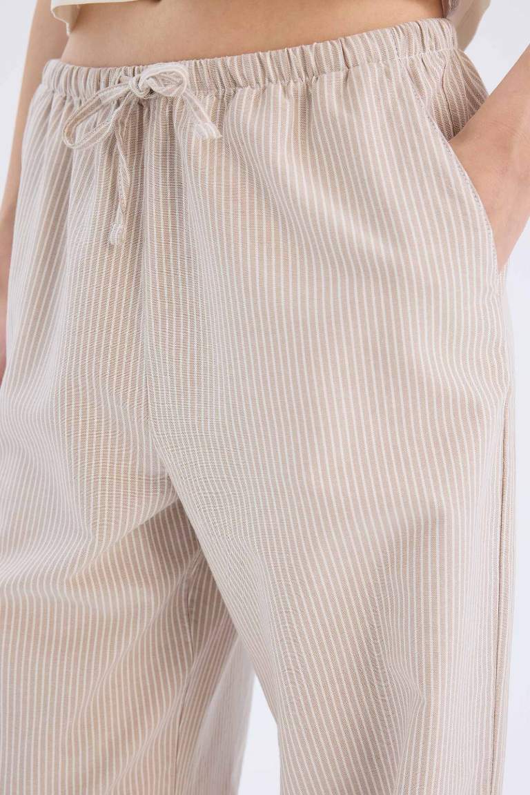 Wide Leg Striped Oxford Trousers