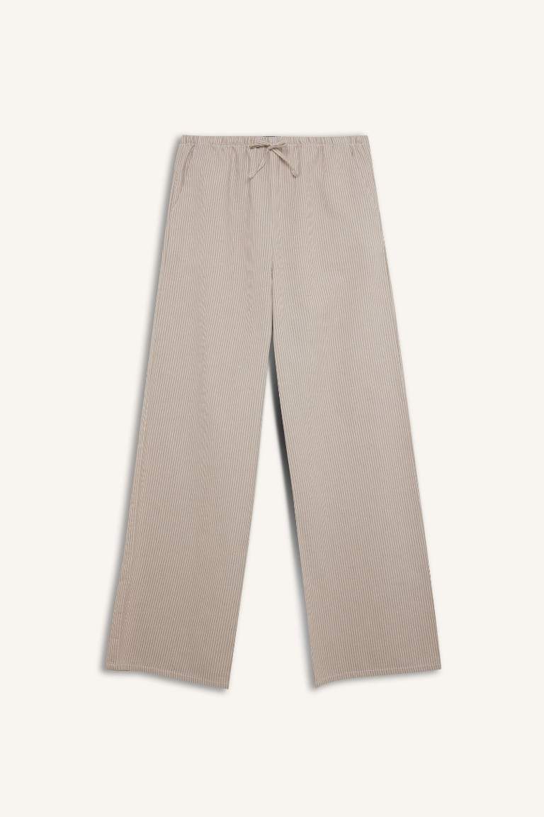 Wide Leg Striped Oxford Trousers