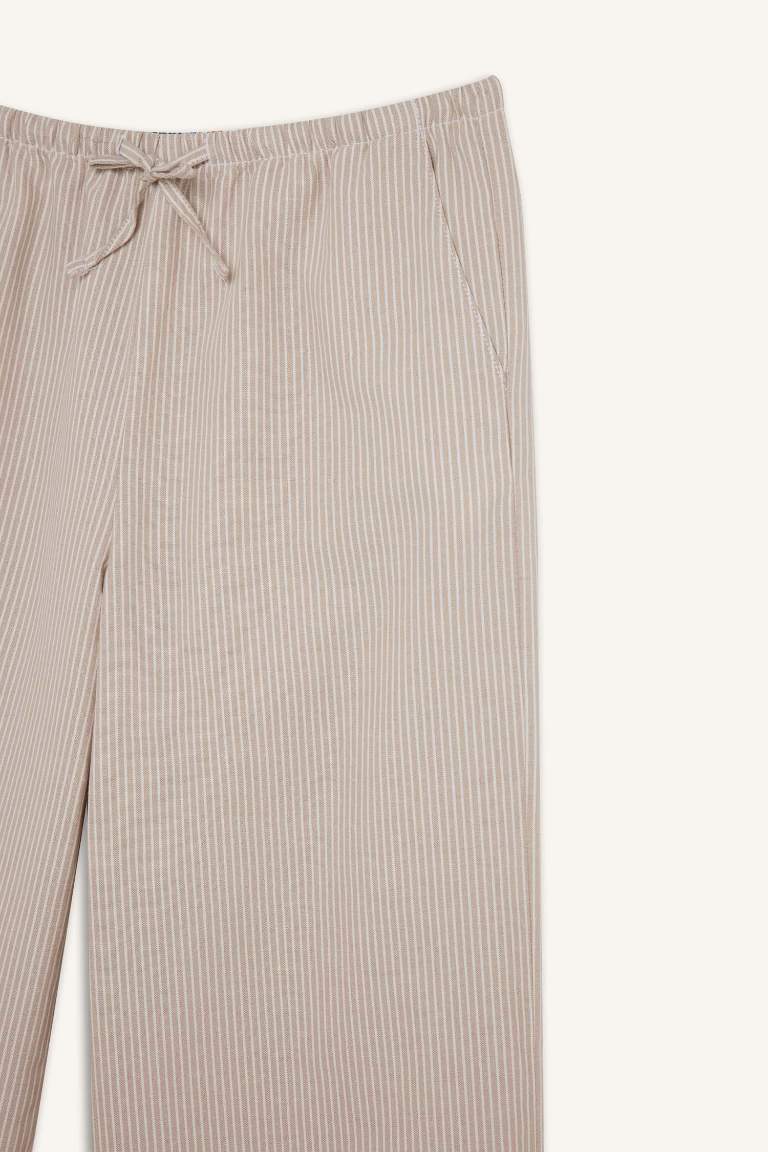 Wide Leg Striped Oxford Trousers