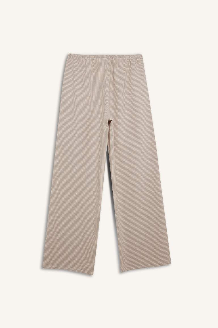 Wide Leg Striped Oxford Trousers