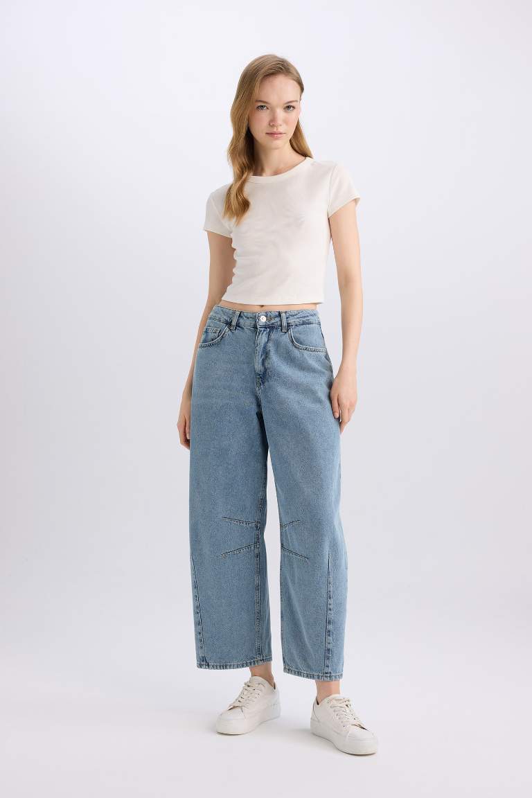 Baggy Fit High Waist Long Washed Jeans