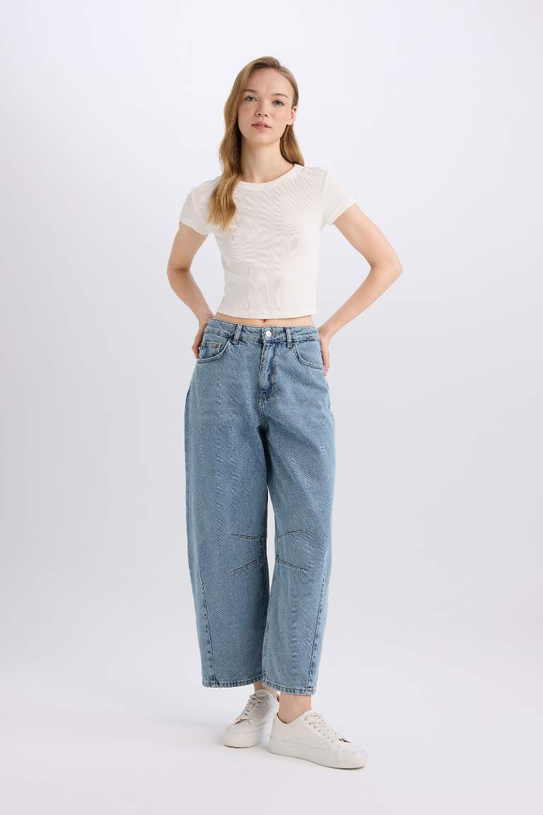 Baggy Fit High Waist Long Washed Jeans