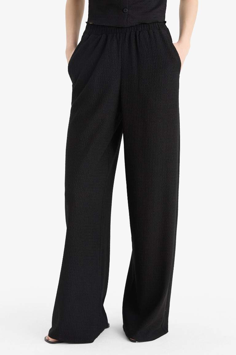 Wide Leg Crepe Trousers