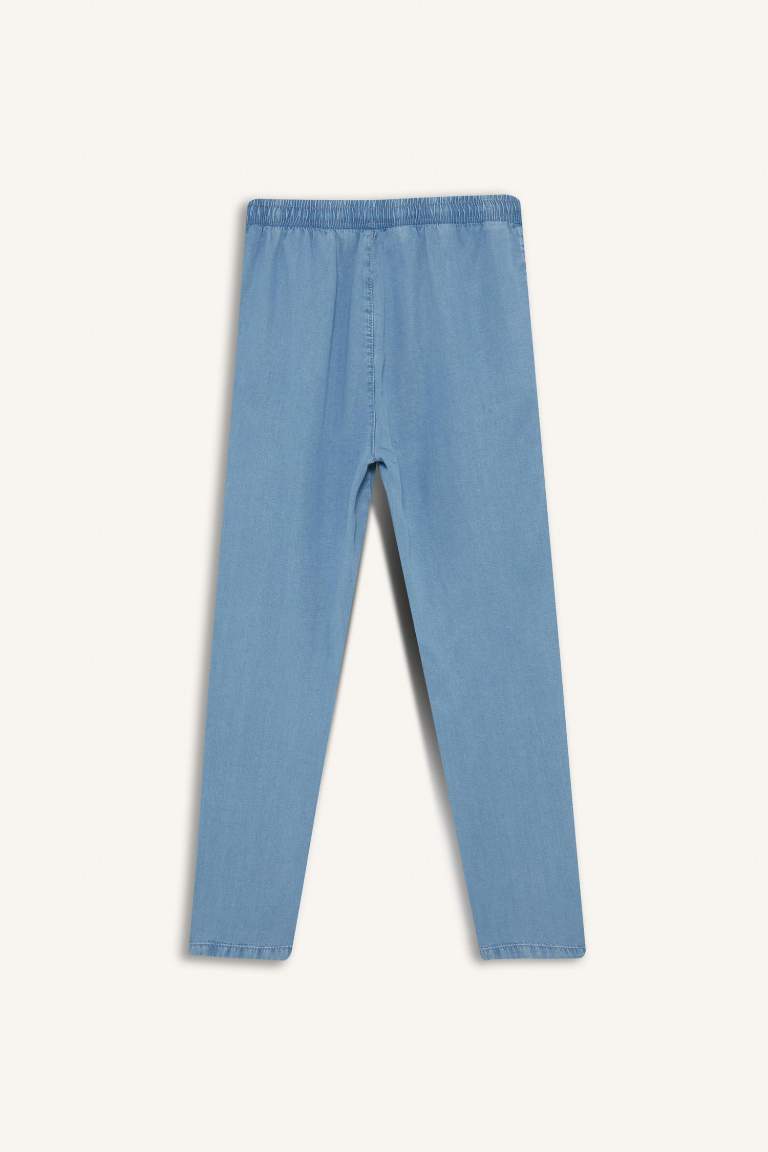 Pull On Carrot Fit Yüksek Bel Bilek Boy Tensel Yıkamalı Pantolon