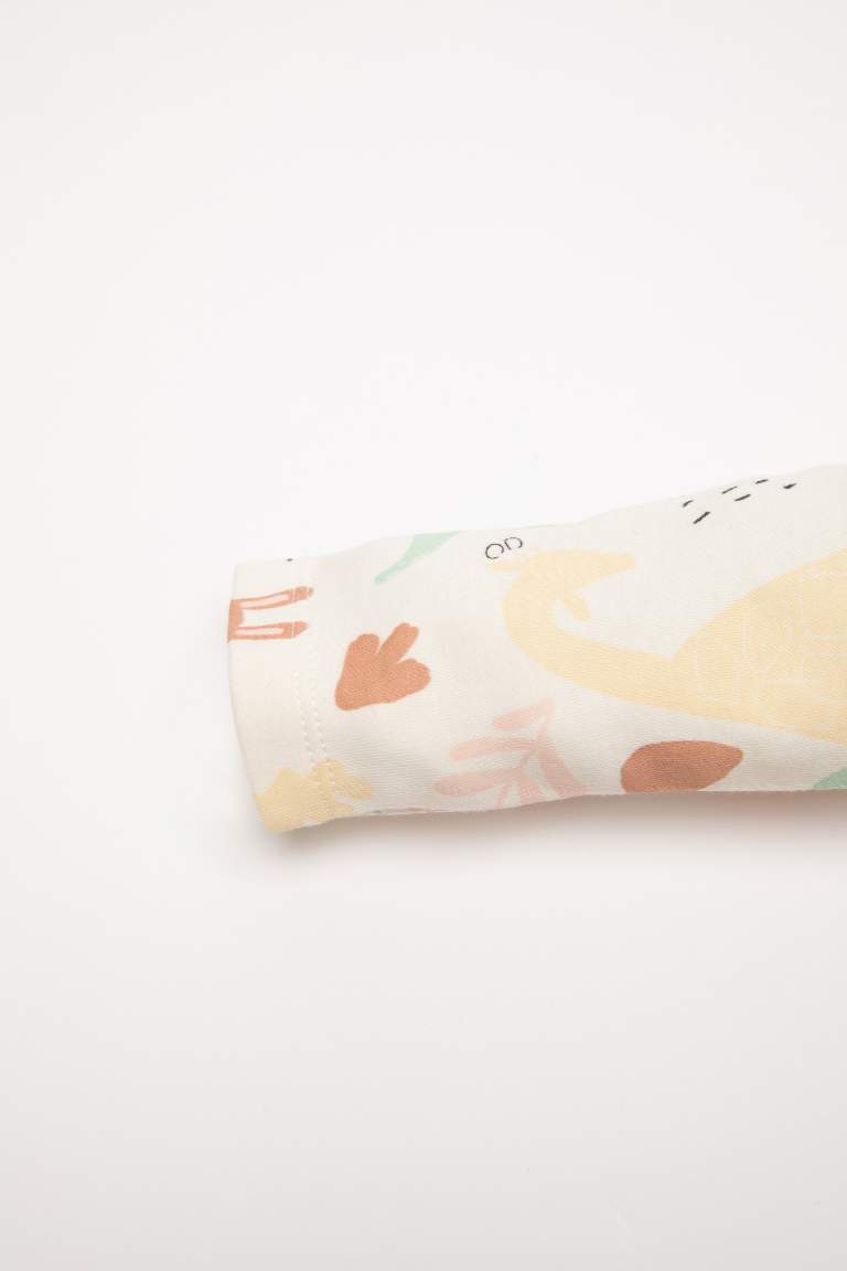 Kız Bebek Pijama Takımı Safari Baskılı Uzun Kollu Üst Beli Lastikli Alt