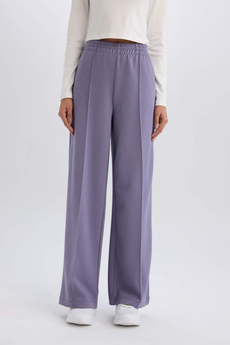 DeFactoFit Wide Leg Geniş Paça Sporcu Eşofman Altı Cepli Standart Boy Skuba Dalgıç Kumaş