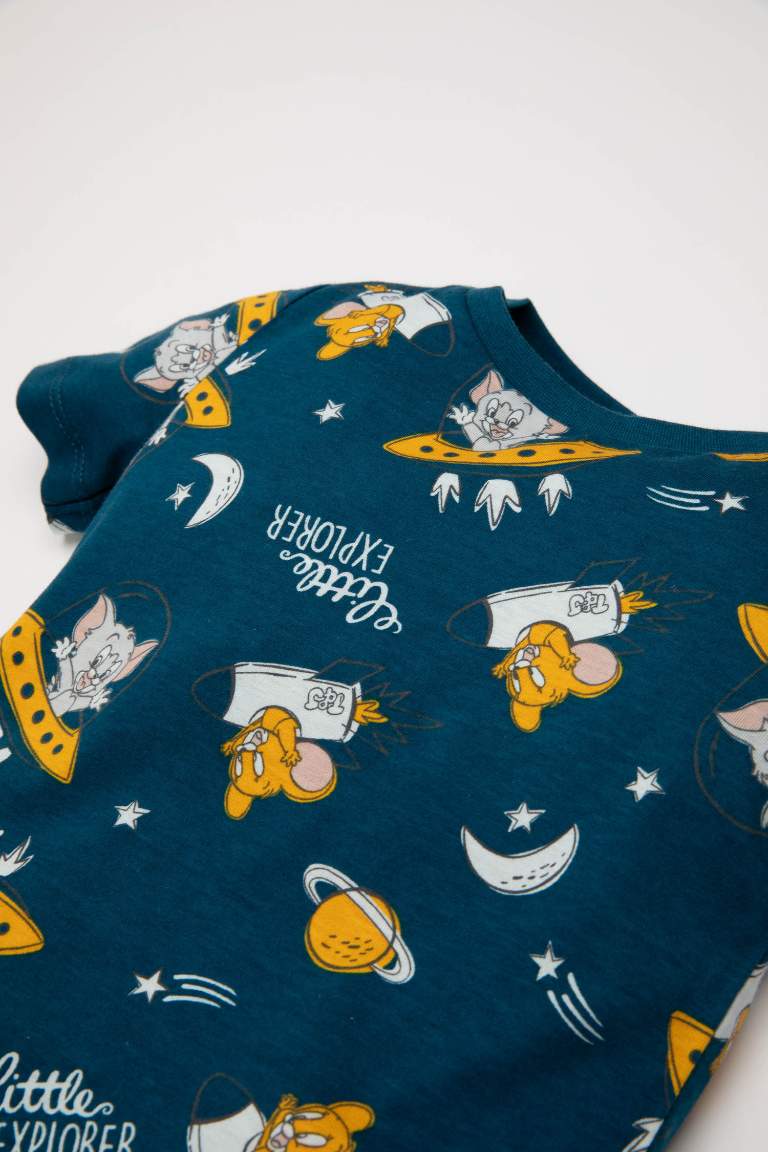 Erkek Bebek Tom & Jerry Kısa Kollu Şortlu Penye Pijama Takımı