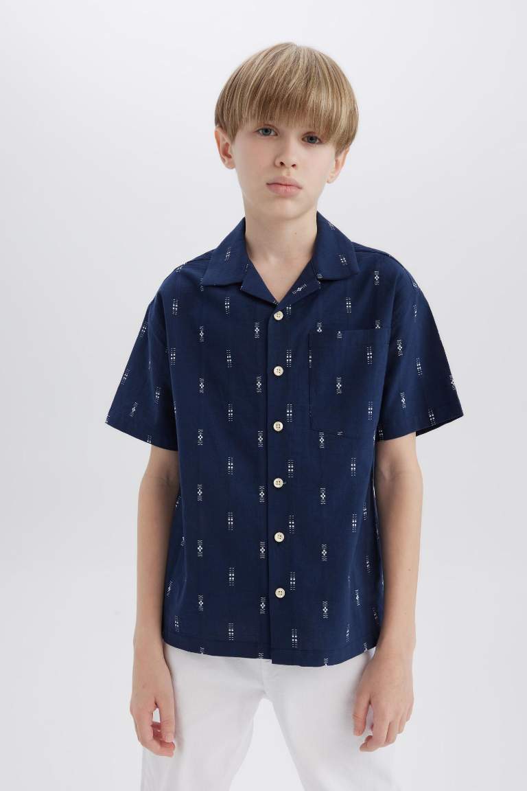 Boy Oversize Fit Polo Neck Embroidered Shirt