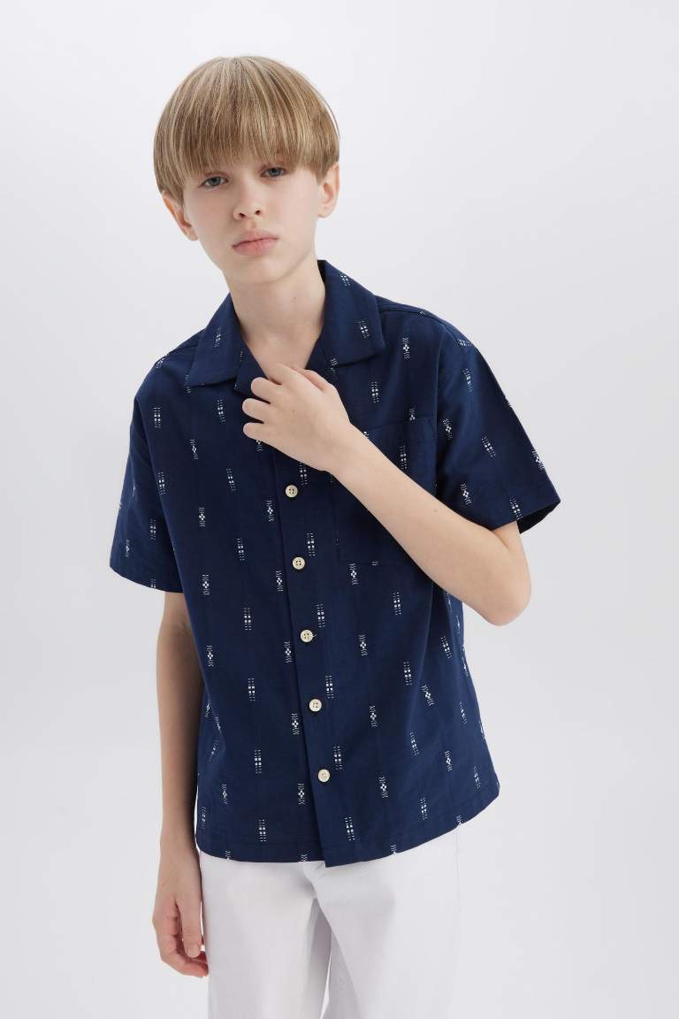 Boy Oversize Fit Polo Neck Embroidered Shirt