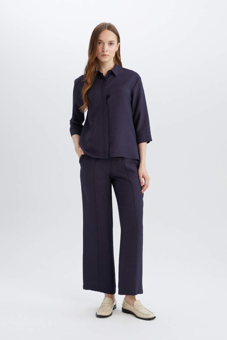 Wide Straight Leg Pocketed Laced Trousers