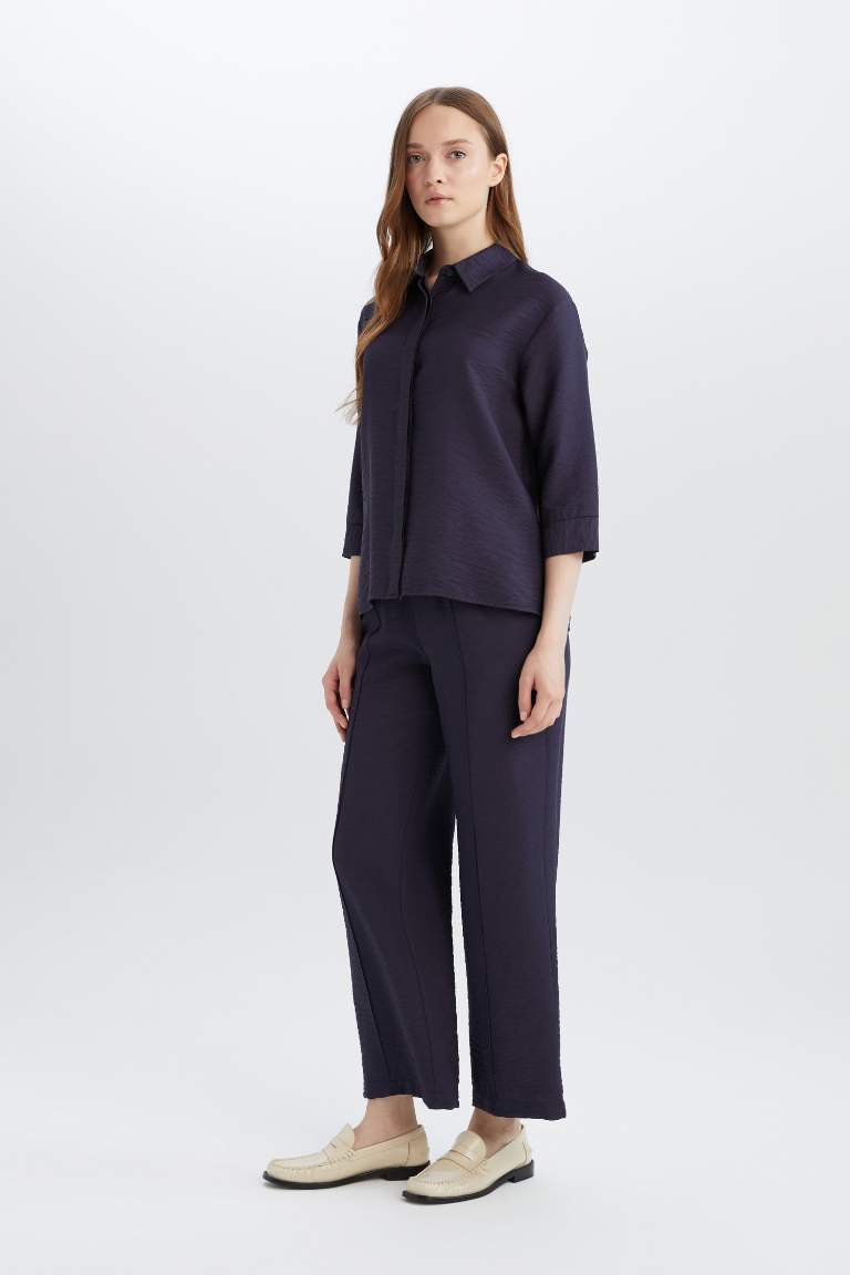 Wide Straight Leg Pocketed Laced Trousers