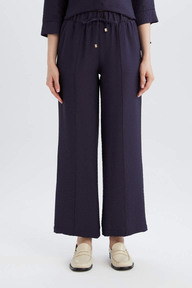 Wide Straight Leg Pocketed Laced Trousers