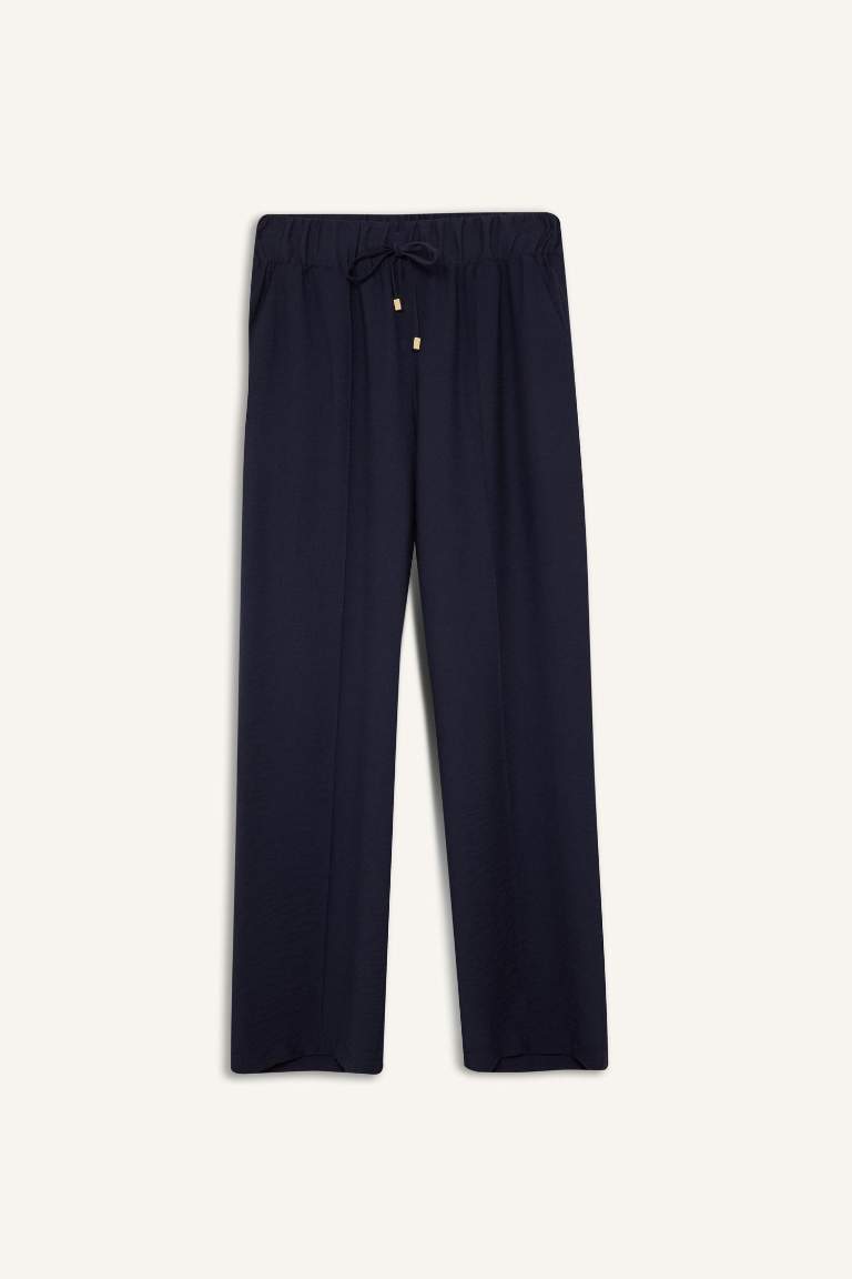 Wide Straight Leg Pocketed Laced Trousers