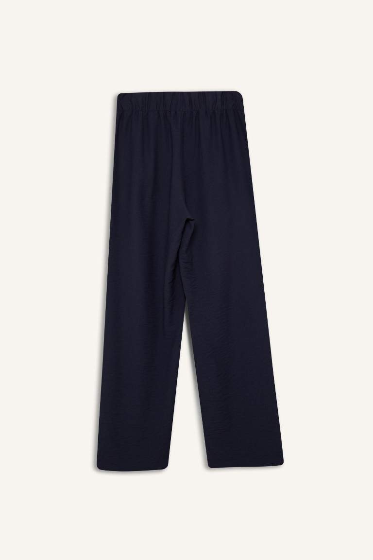 Wide Straight Leg Pocketed Laced Trousers