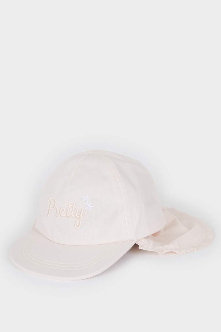 Baby Girl Embroidered Neck Protected Cotton Cap