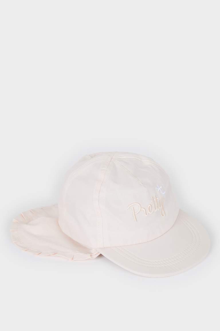 Baby Girl Embroidered Neck Protected Cotton Cap