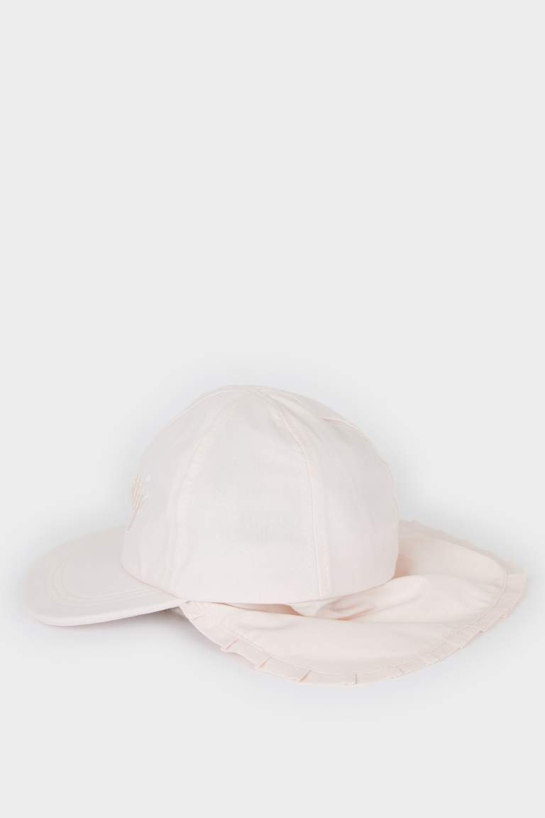 Baby Girl Embroidered Neck Protected Cotton Cap