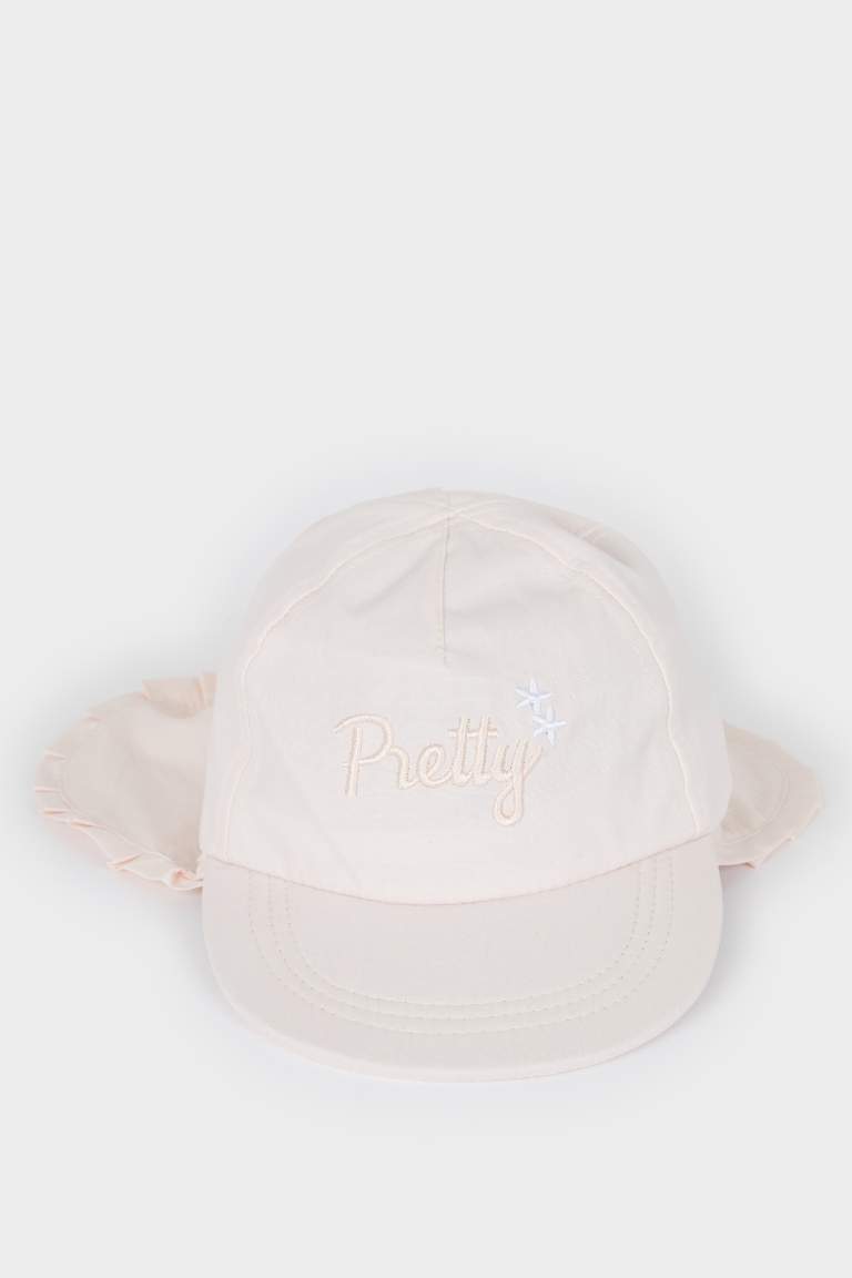 Baby Girl Embroidered Neck Protected Cotton Cap