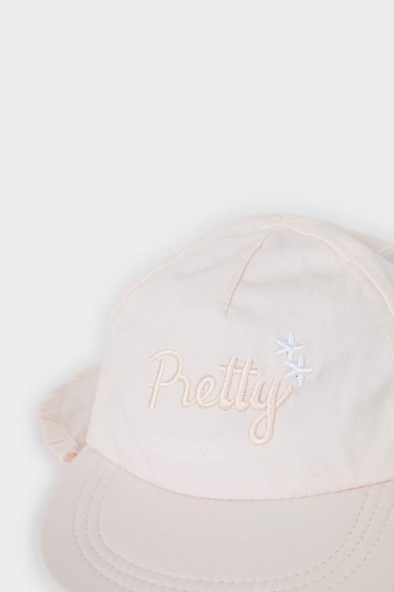 Baby Girl Embroidered Neck Protected Cotton Cap