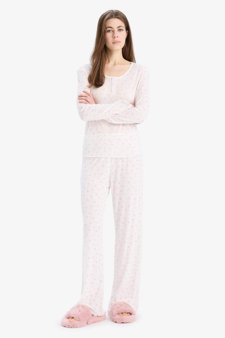 Fall in Love Long Sleeve Top Bottom 2 Piece Pajama Set