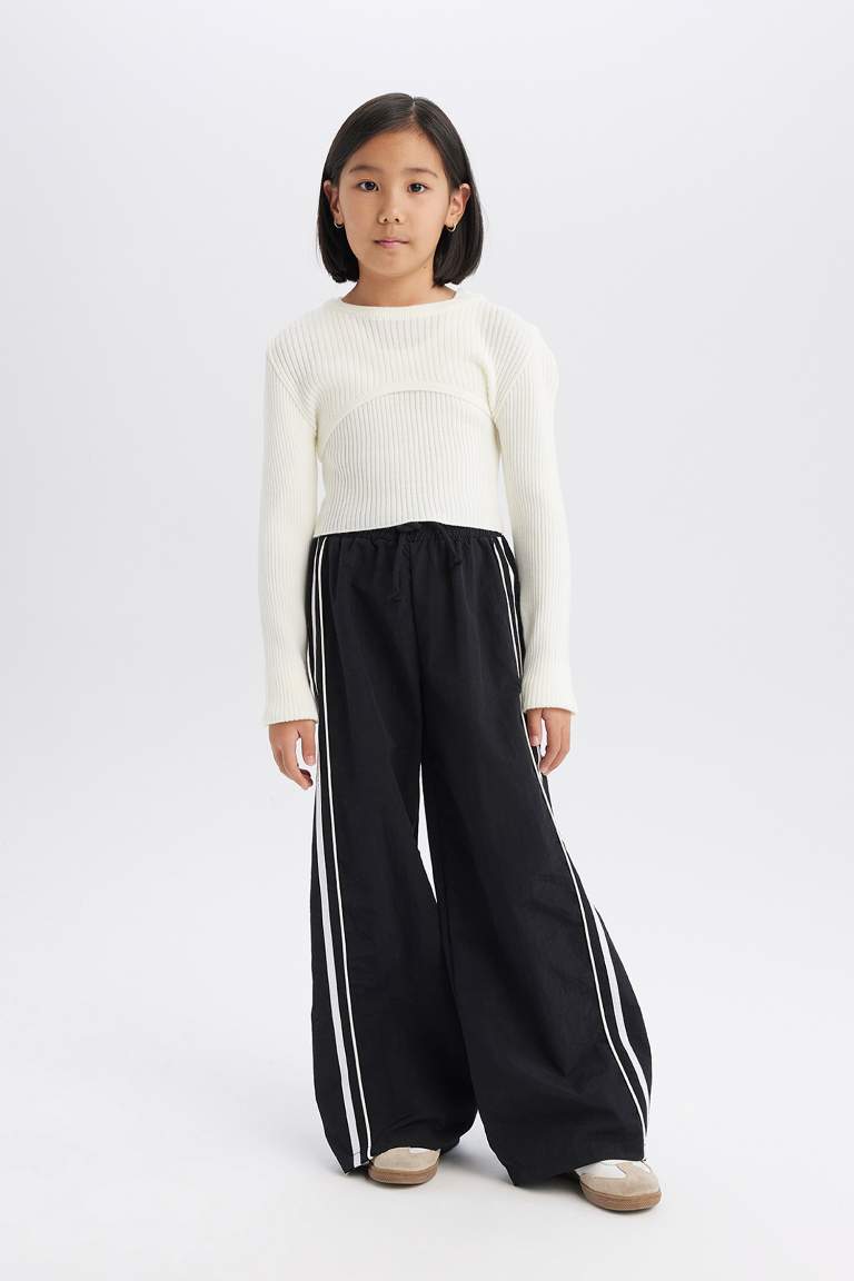 Pantalon large à taille élastique pour fille