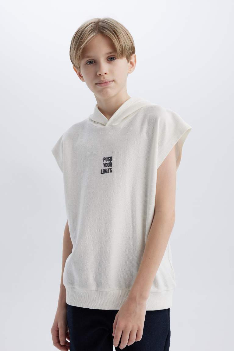 Boy Oversize Fit Thin Sweatshirt Fabric Embroidered Vest