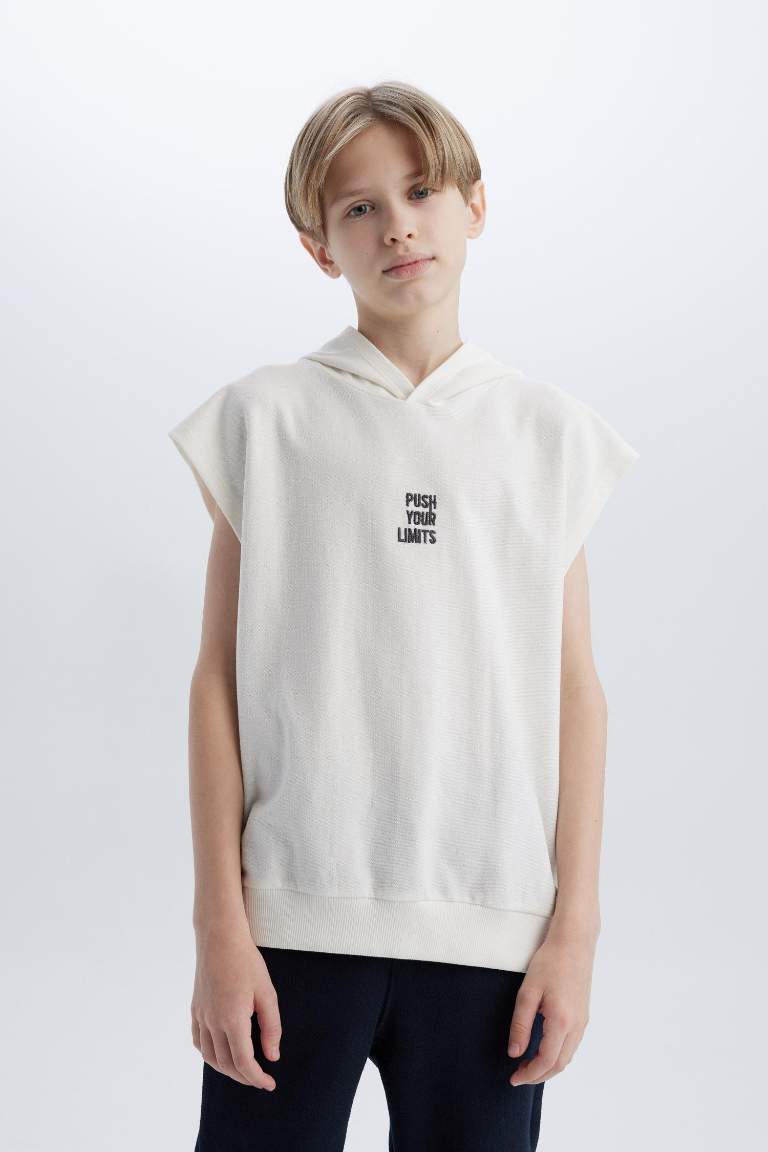 Boy Oversize Fit Thin Sweatshirt Fabric Embroidered Vest