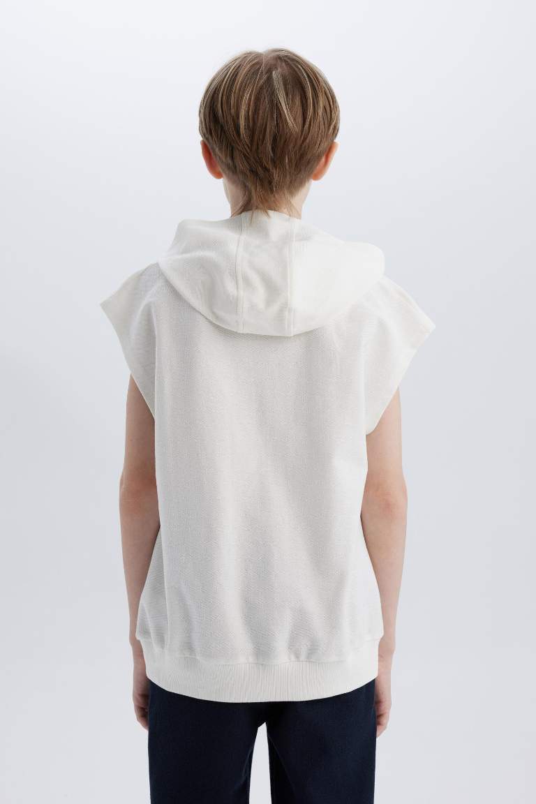 Boy Oversize Fit Thin Sweatshirt Fabric Embroidered Vest