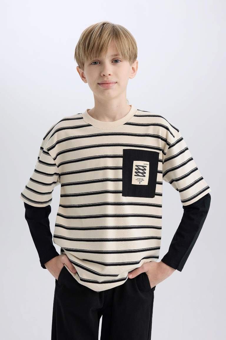 Boy Oversize Fit Crew Neck Long Sleeve T-Shirt