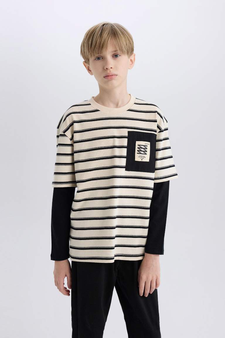 Boy Oversize Fit Crew Neck Long Sleeve T-Shirt